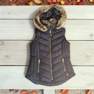 Joules Dark Blue Jacket with Brown Faux Fur